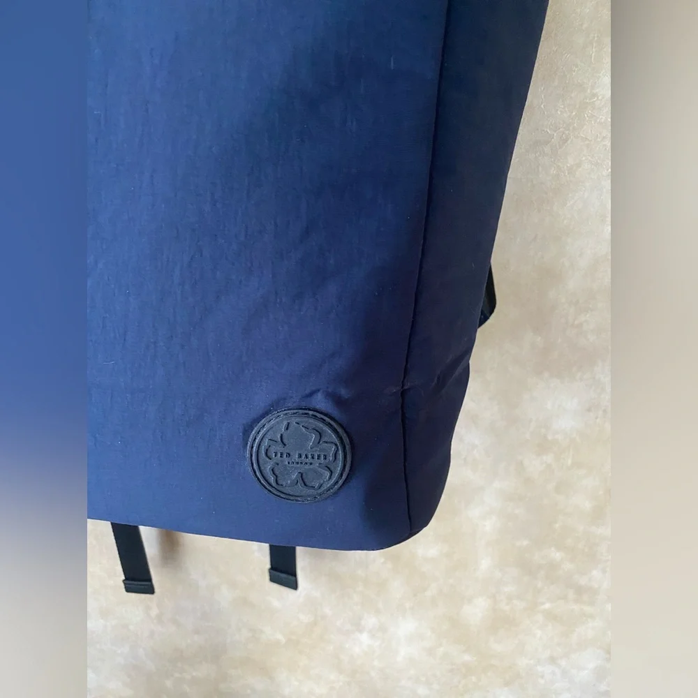 Ted Baker London Navy Blue Roll-Top Backpack NWT OSFM Adjustable - Picture 6 of 11